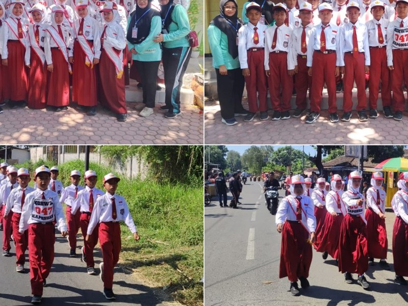 Semarak HUT RI ke-81, SDN 1 Seletreng Ikuti Gerak Jalan Se-Kecamatan Kapongan